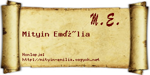 Mityin Emília névjegykártya